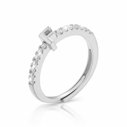 Justerbar Initial Ring "Sparkle"