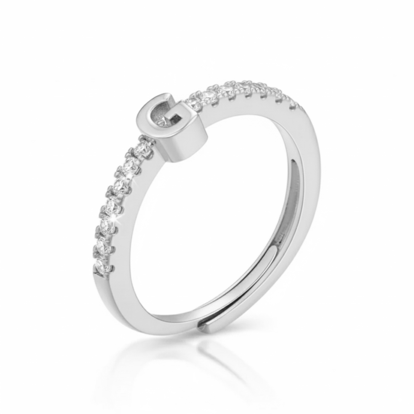Justerbar Initial Ring "Sparkle"