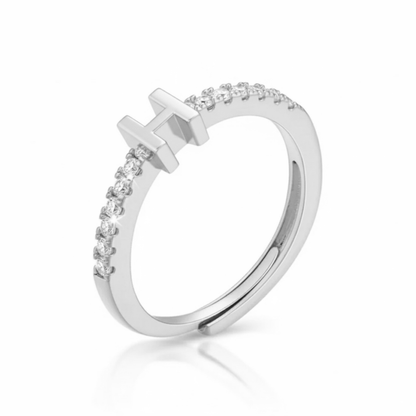 Justerbar Initial Ring "Sparkle"