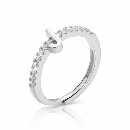 Justerbar Initial Ring "Sparkle"