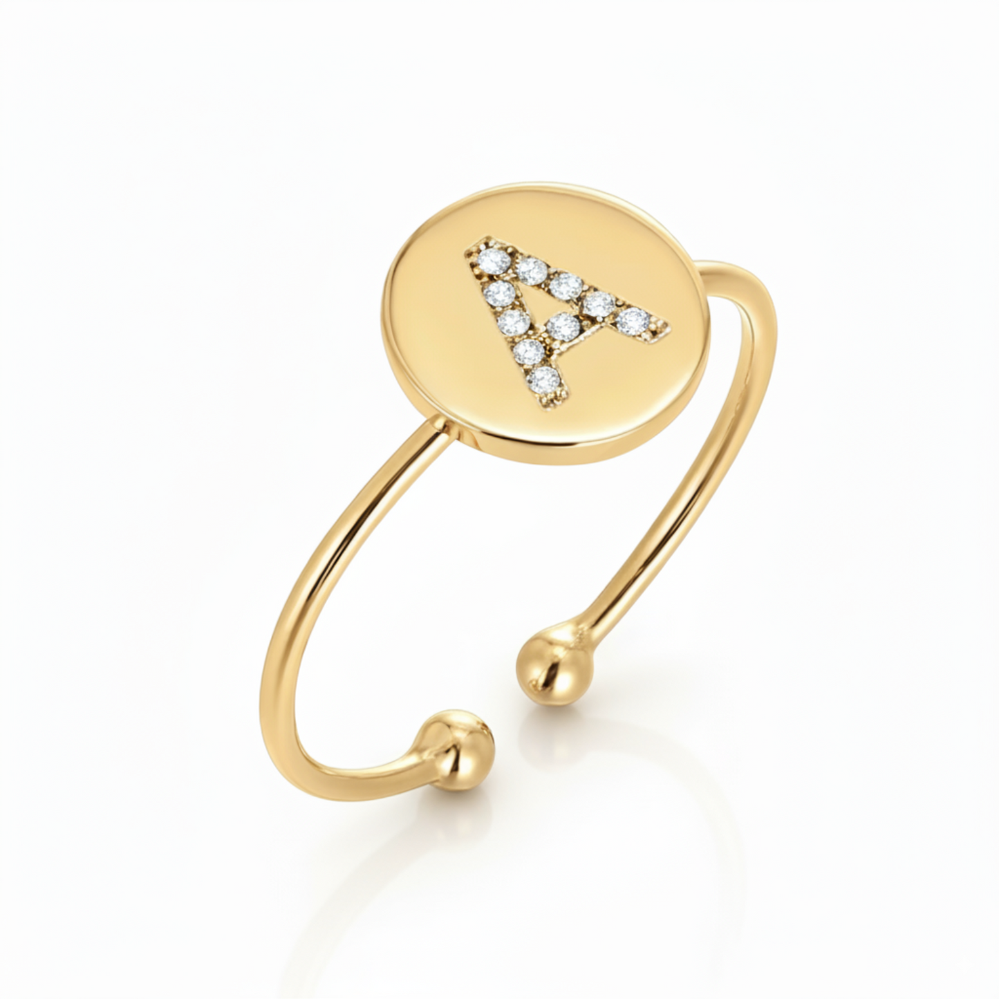 Justerbar Initial Ring "Gold Shine"