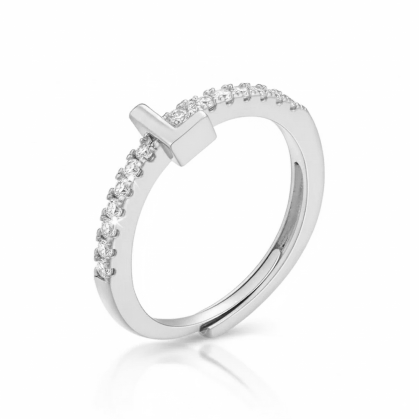 Justerbar Initial Ring "Sparkle"