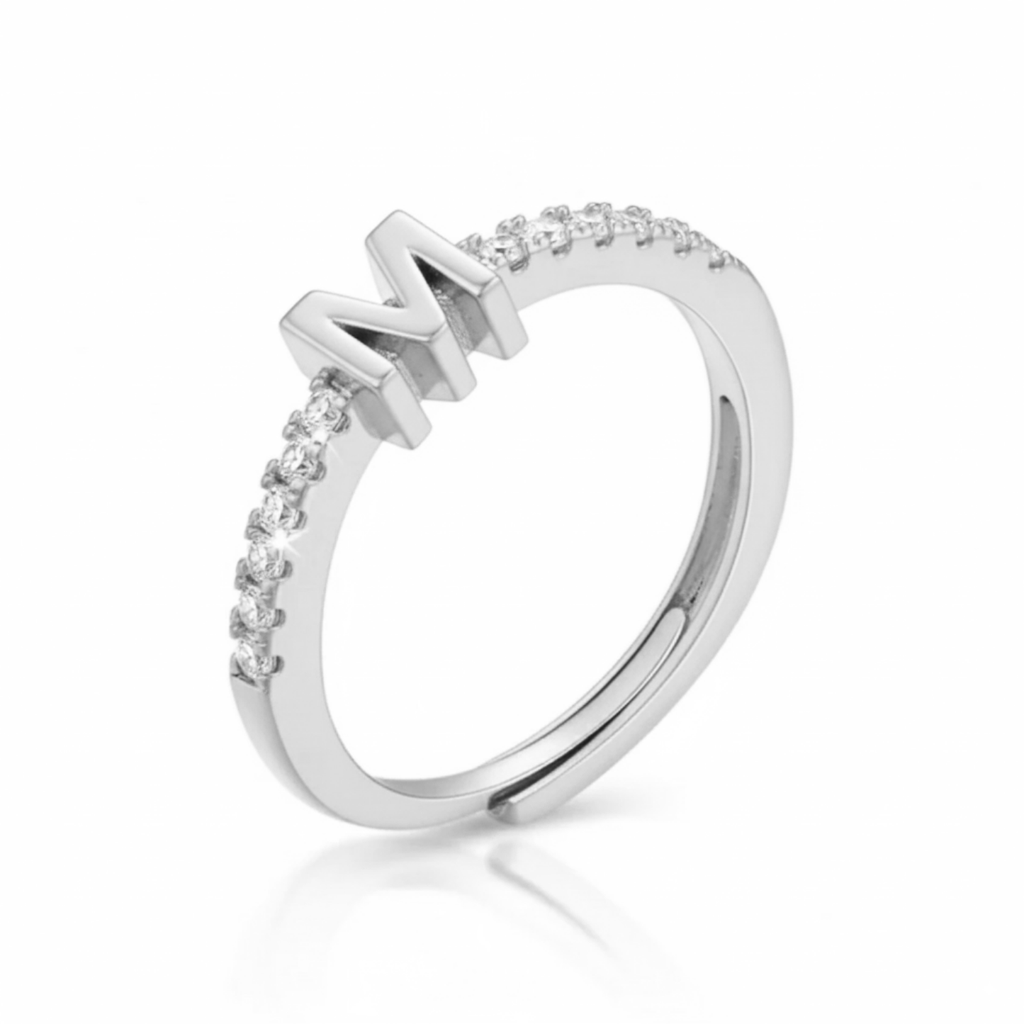 Justerbar Initial Ring "Sparkle"