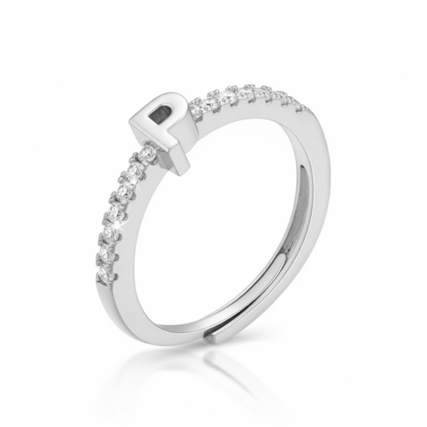 Justerbar Initial Ring "Sparkle"