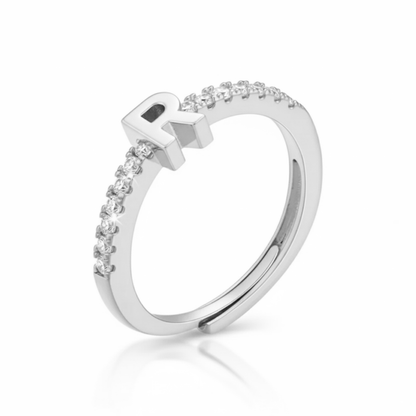 Justerbar Initial Ring "Sparkle"