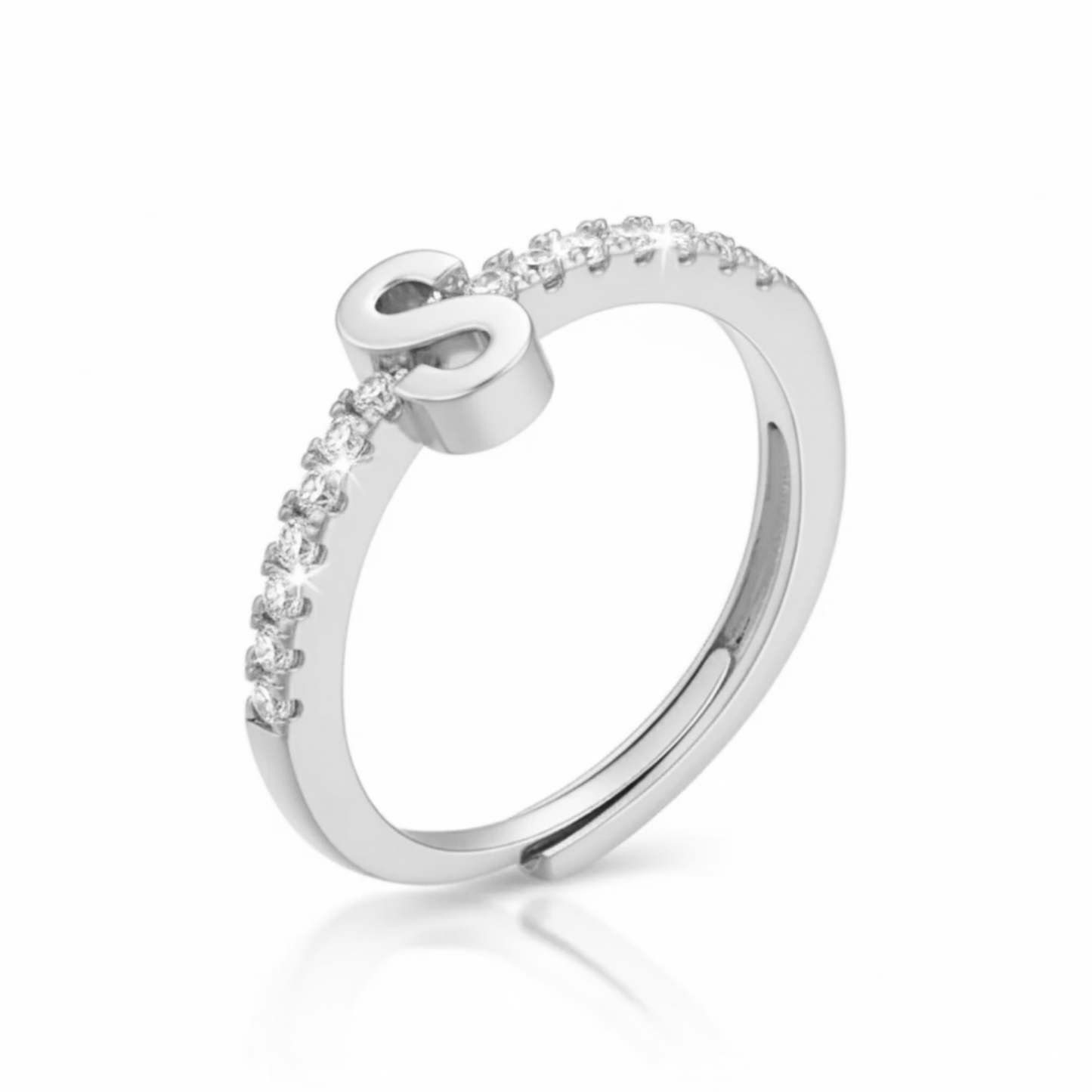 Justerbar Initial Ring "Sparkle"
