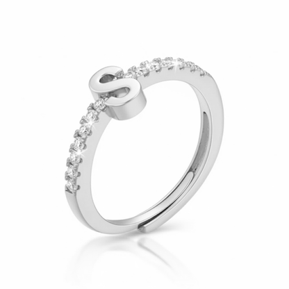 Justerbar Initial Ring "Sparkle"
