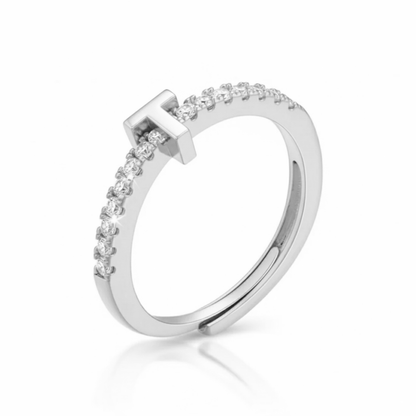 Justerbar Initial Ring "Sparkle"