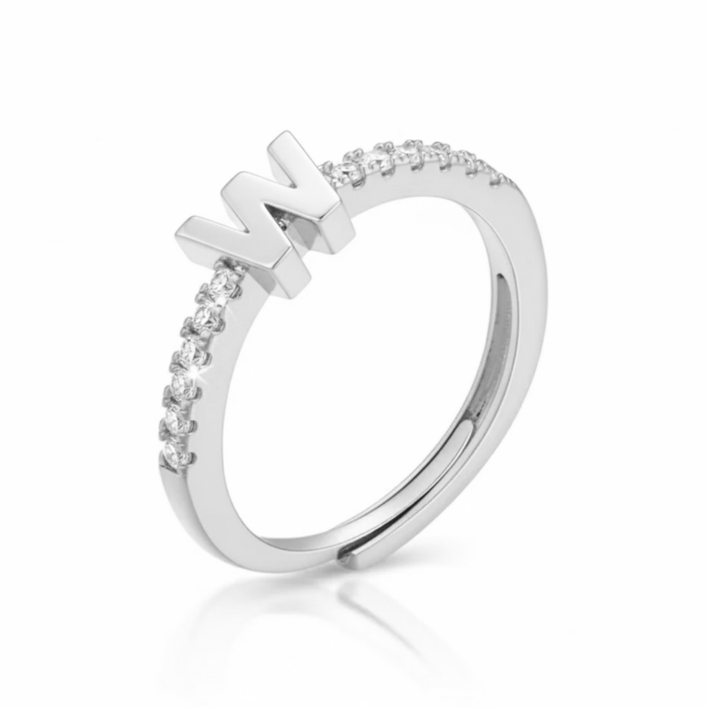 Justerbar Initial Ring "Sparkle"
