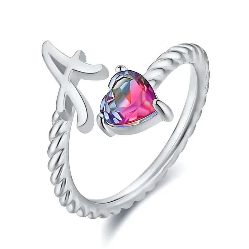 Justerbar Initial Ring "Mermaid Tail"