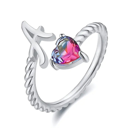 Justerbar Initial Ring "Mermaid Tail"