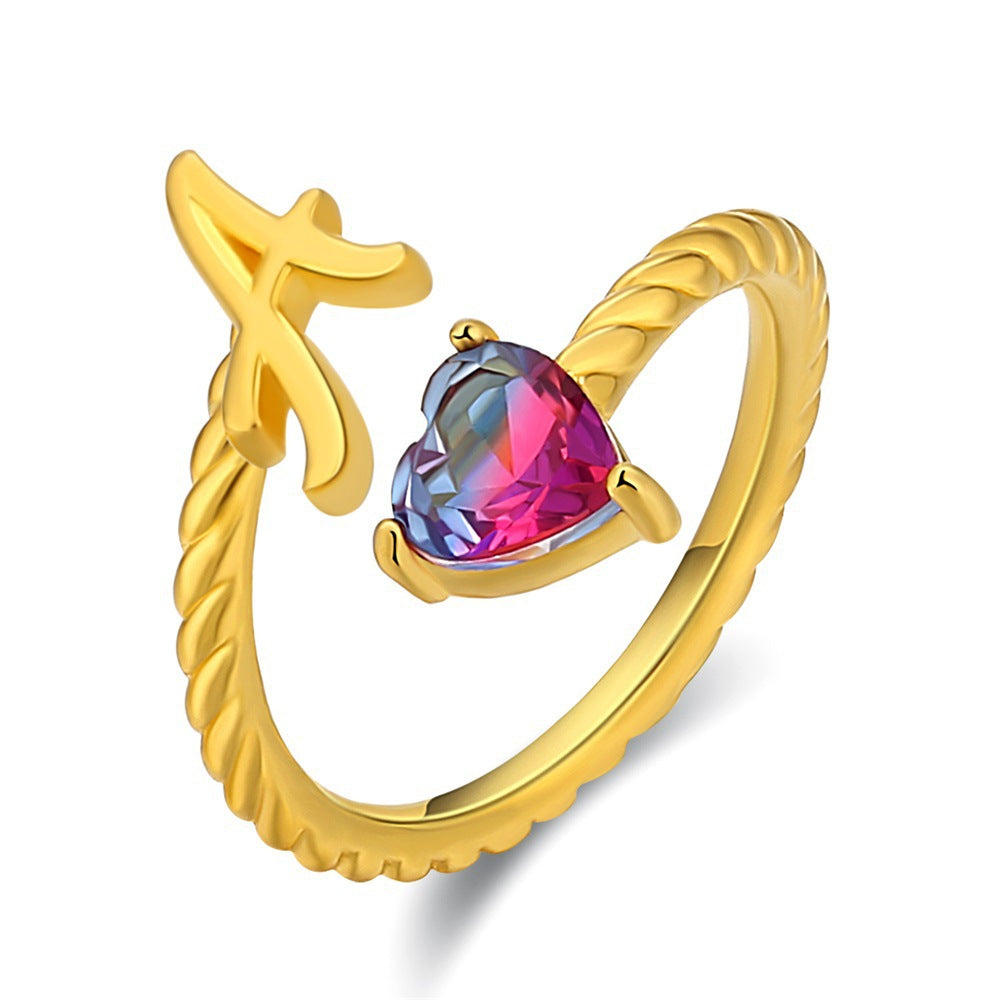 Justerbar Initial Ring "Mermaid Tail"