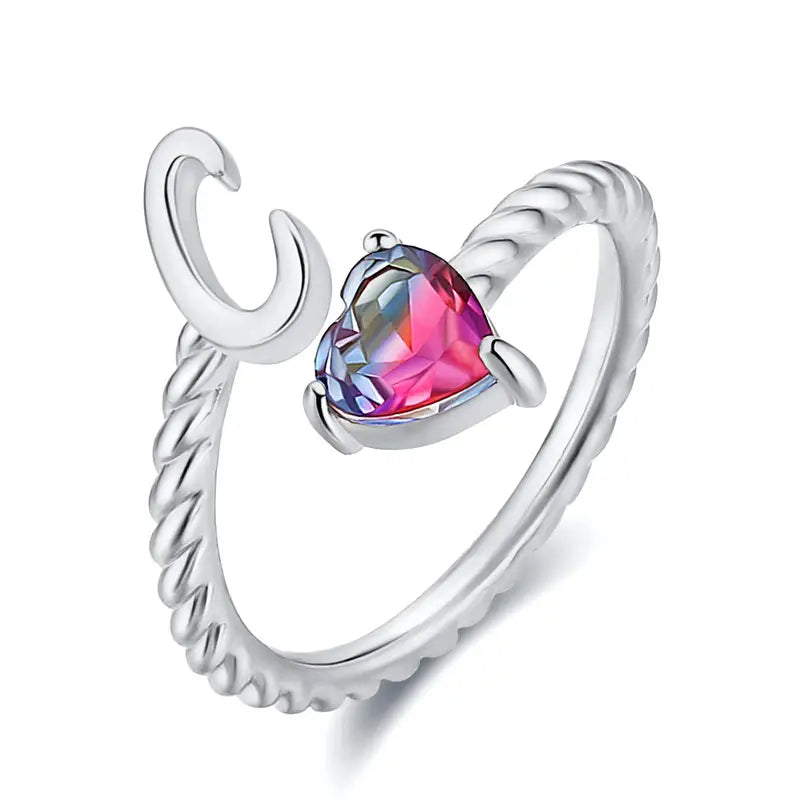 Justerbar Initial Ring "Mermaid Tail"