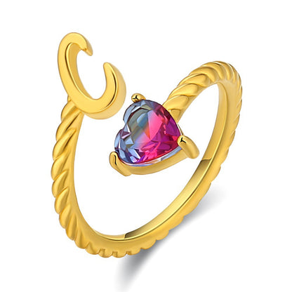 Justerbar Initial Ring "Mermaid Tail"