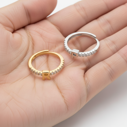 Justerbar Initial Ring "Sparkle"