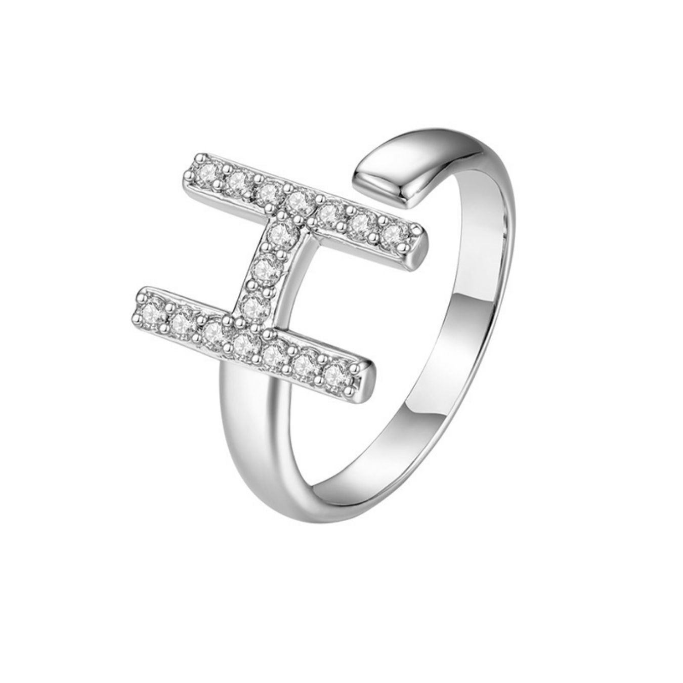 Justerbar Initial Ring "Twinkle"