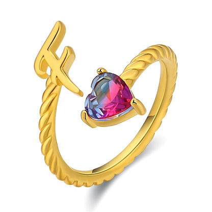 Justerbar Initial Ring "Mermaid Tail"