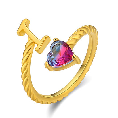 Justerbar Initial Ring "Mermaid Tail"