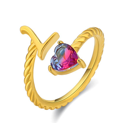 Justerbar Initial Ring "Mermaid Tail"
