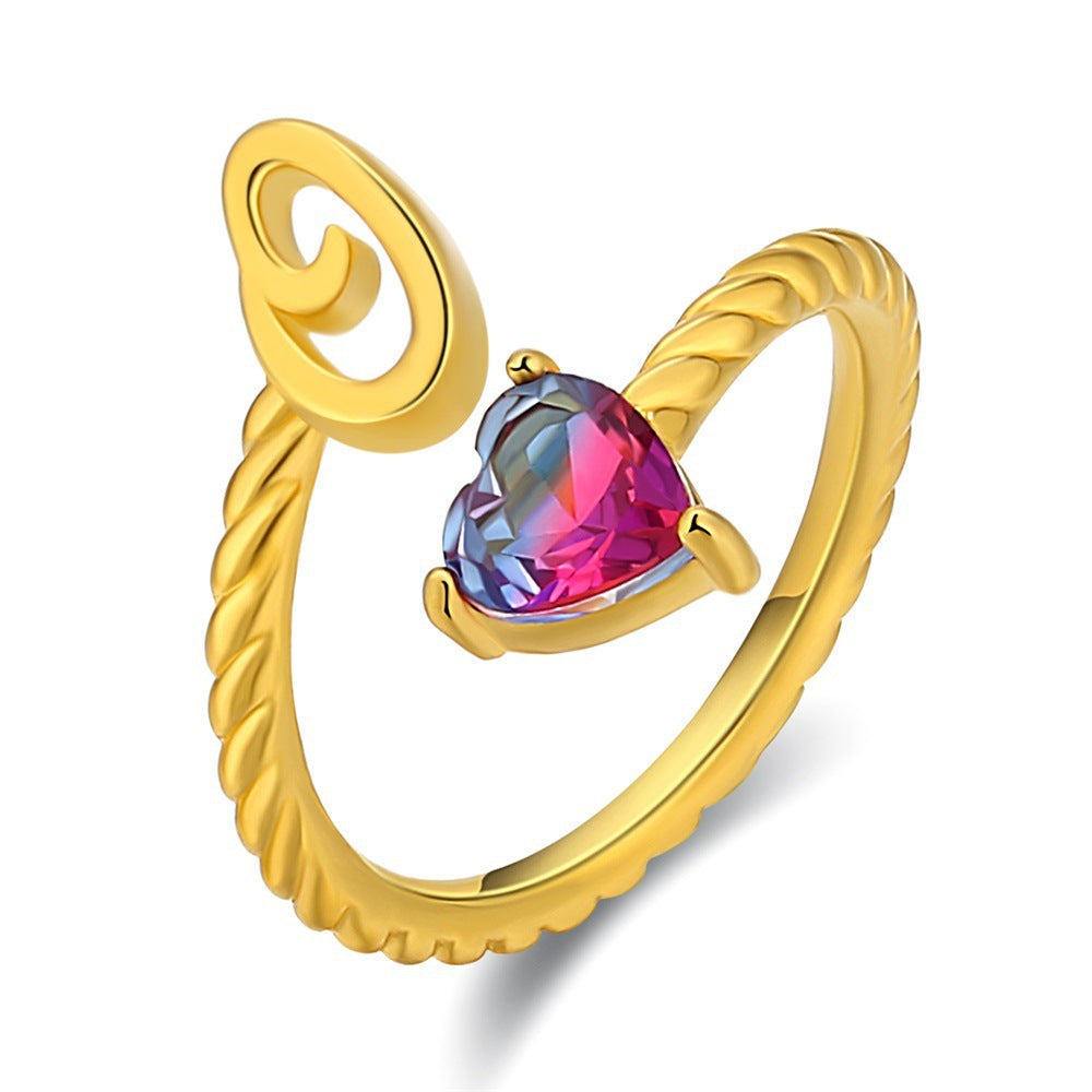 Justerbar Initial Ring "Mermaid Tail"