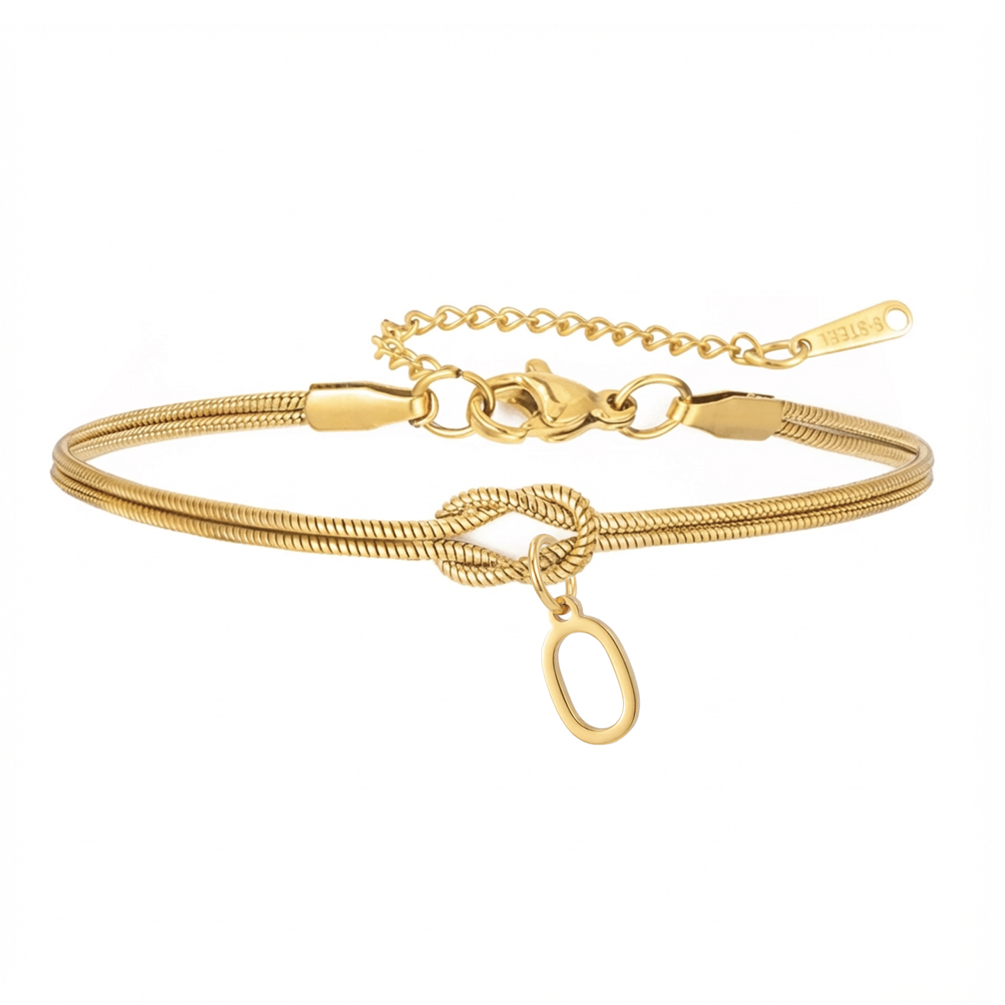 Dobbelt Initial Armbånd "Knot"