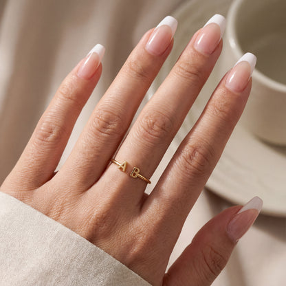 Justerbar Initial Ring "Double Monogram"