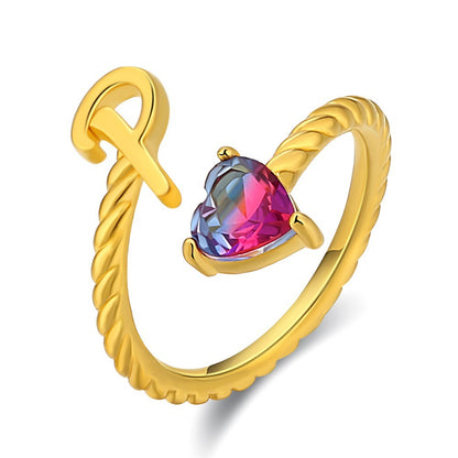 Justerbar Initial Ring "Mermaid Tail"