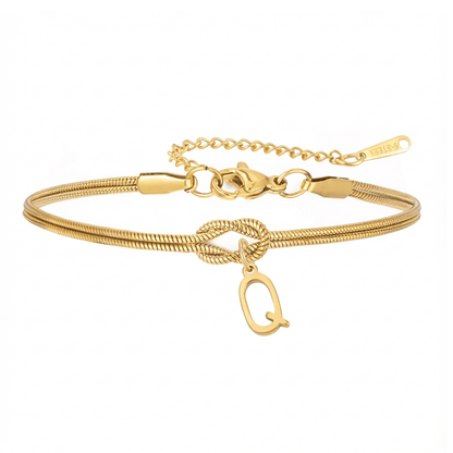 Dobbelt Initial Armbånd "Knot"