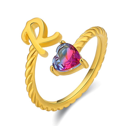Justerbar Initial Ring "Mermaid Tail"