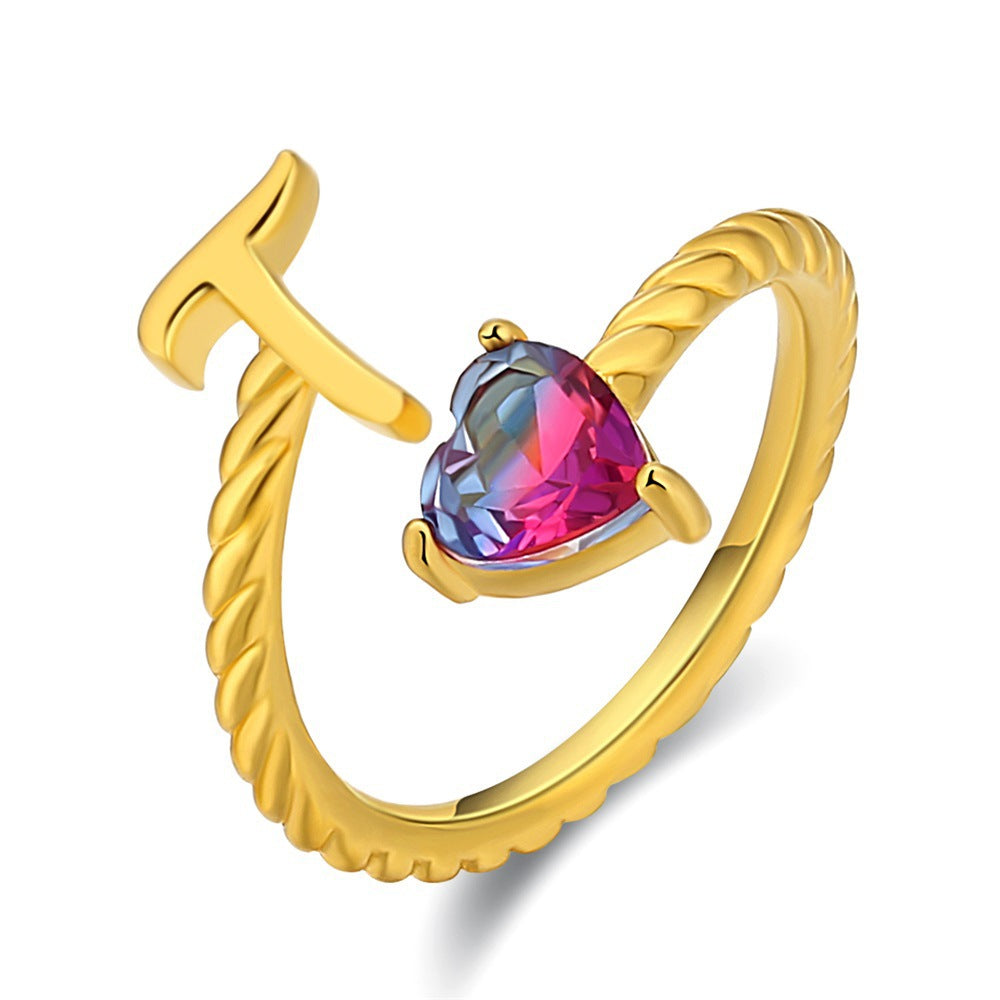 Justerbar Initial Ring "Mermaid Tail"