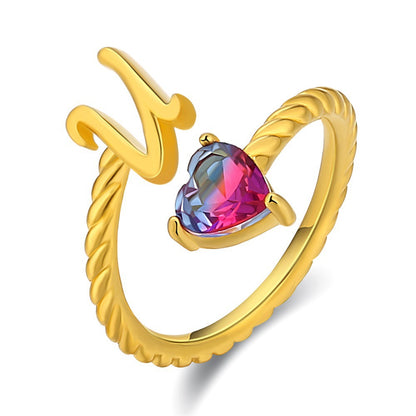 Justerbar Initial Ring "Mermaid Tail"