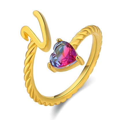 Justerbar Initial Ring "Mermaid Tail"