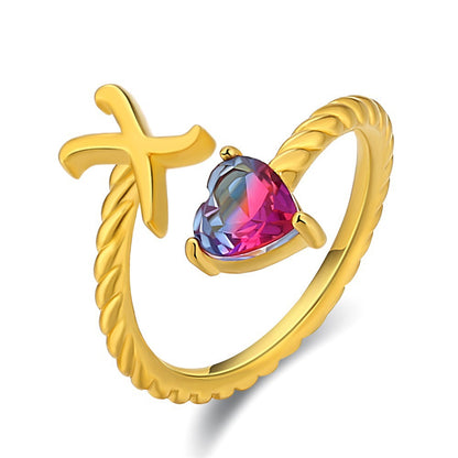 Justerbar Initial Ring "Mermaid Tail"