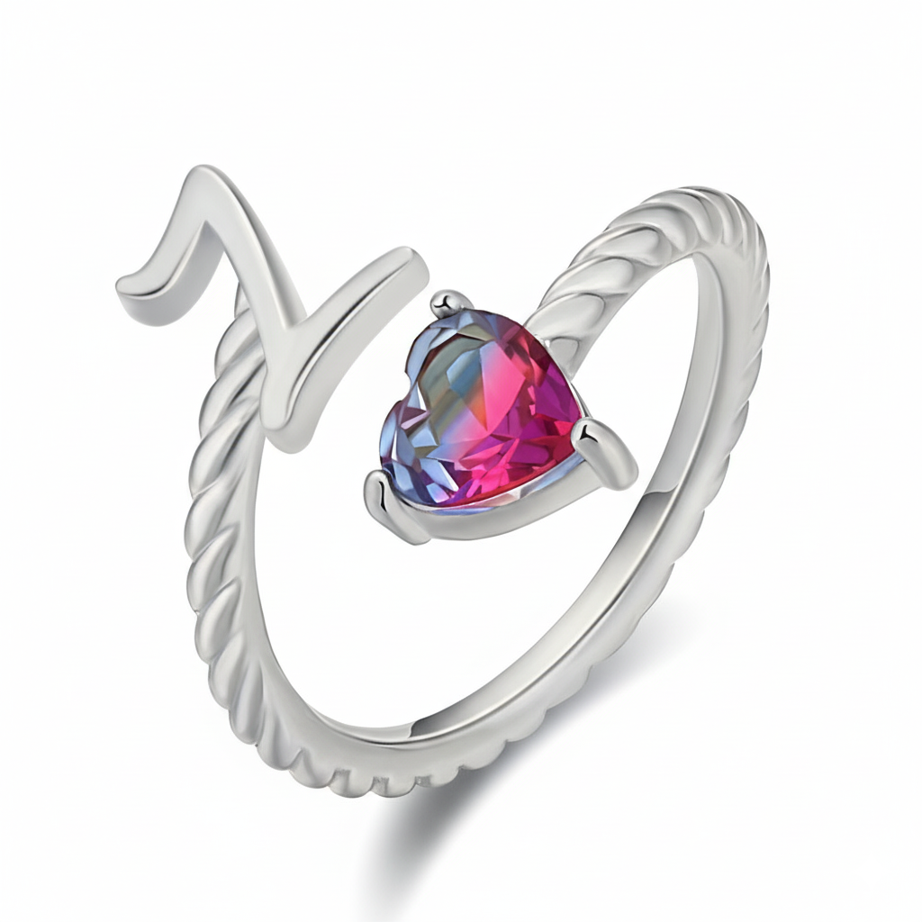 Justerbar Initial Ring "Mermaid Tail"