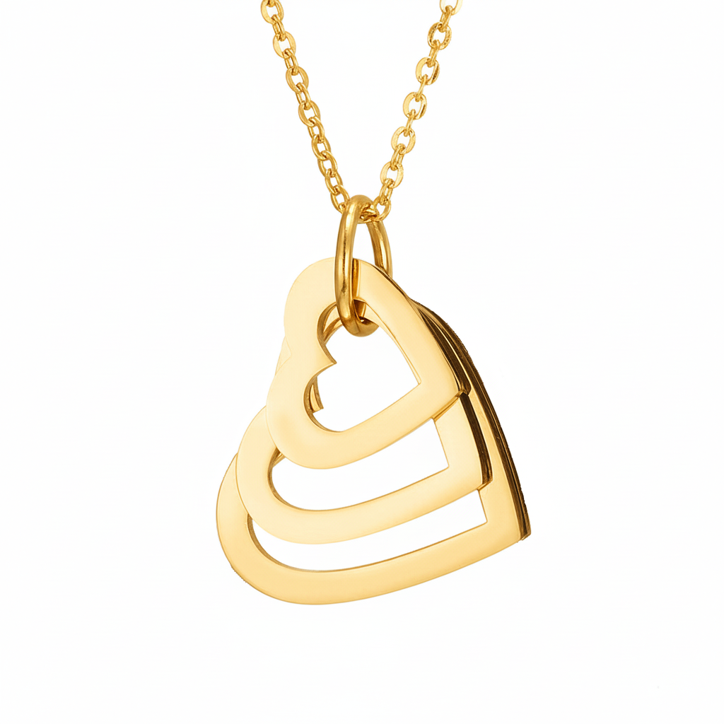 Navnehalskæde "Nested Hearts"