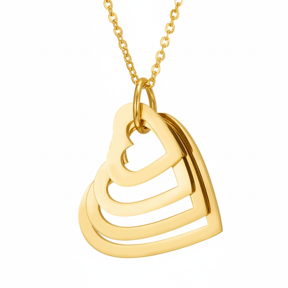 Navnehalskæde "Nested Hearts"