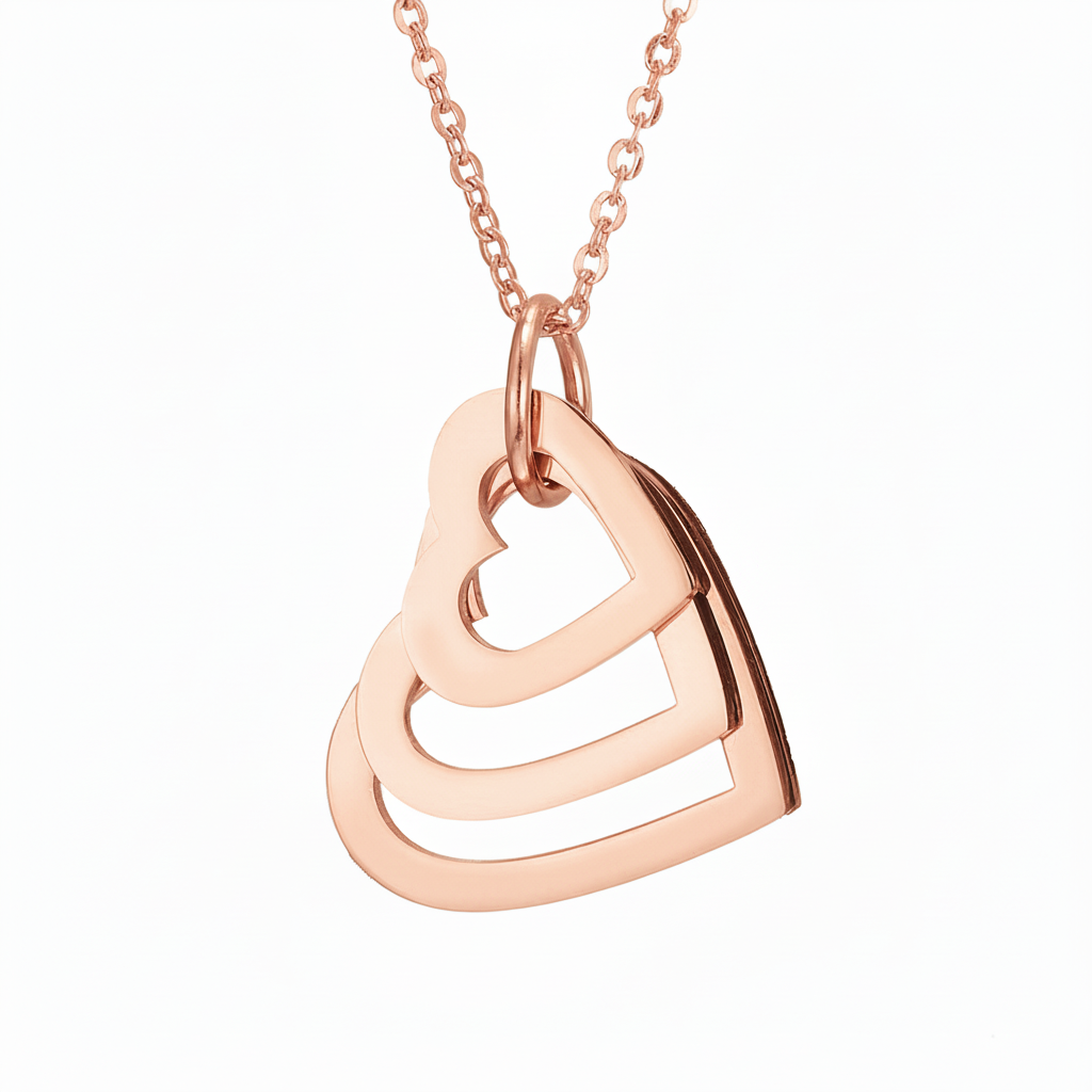 Navnehalskæde "Nested Hearts"