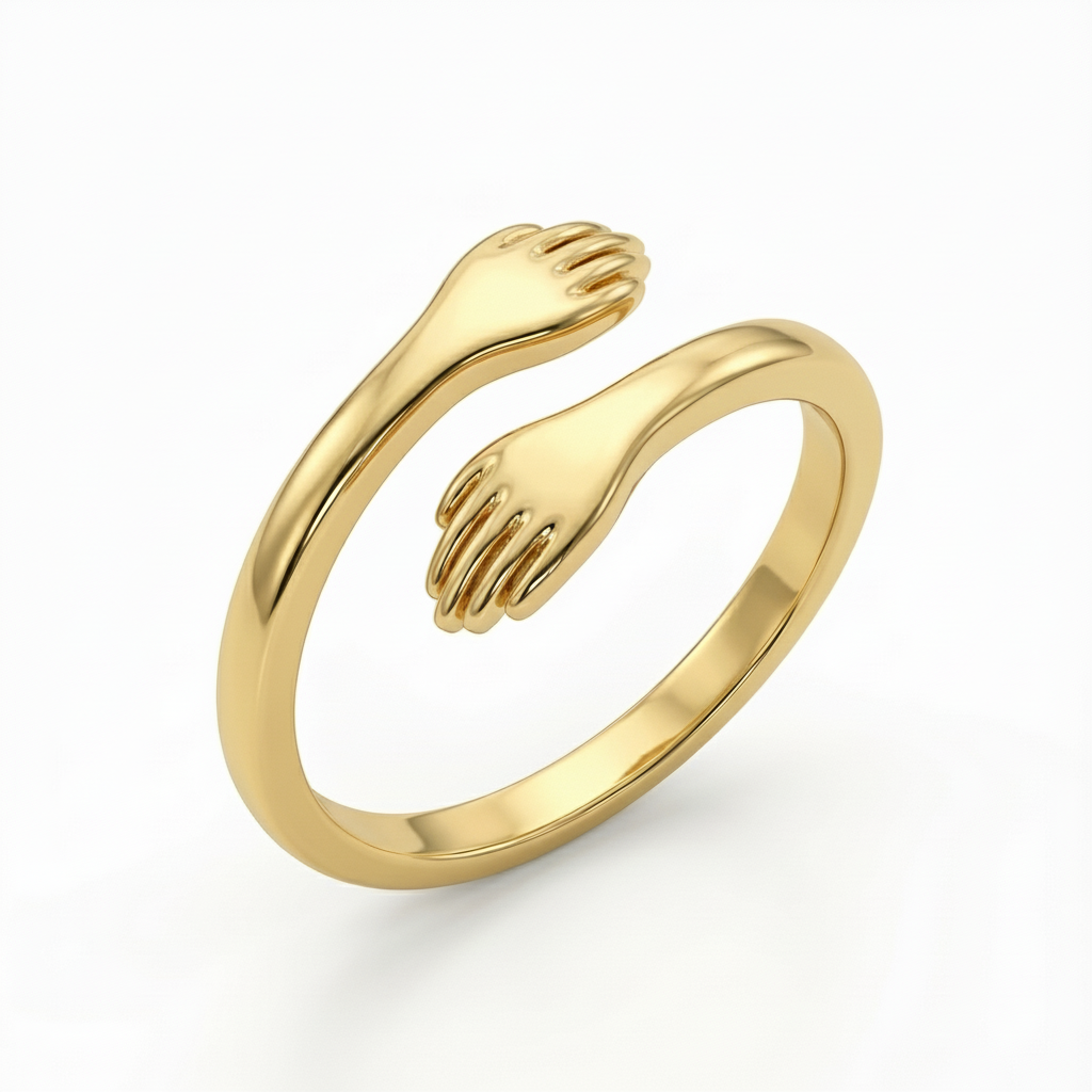Justerbar dobbelt initial ring "Embrace"