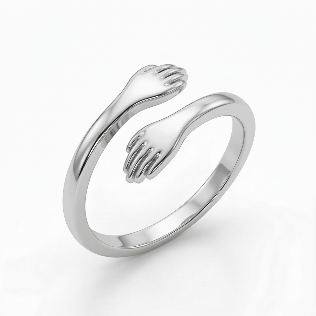 Justerbar dobbelt initial ring "Embrace"