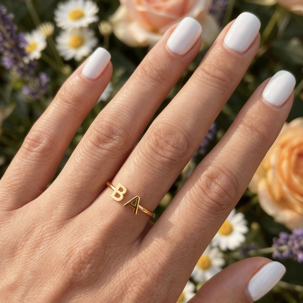 Justerbar Initial Ring "Double Monogram"