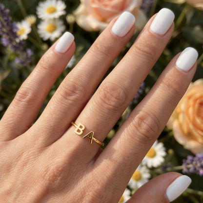 Justerbar Initial Ring "Double Monogram"