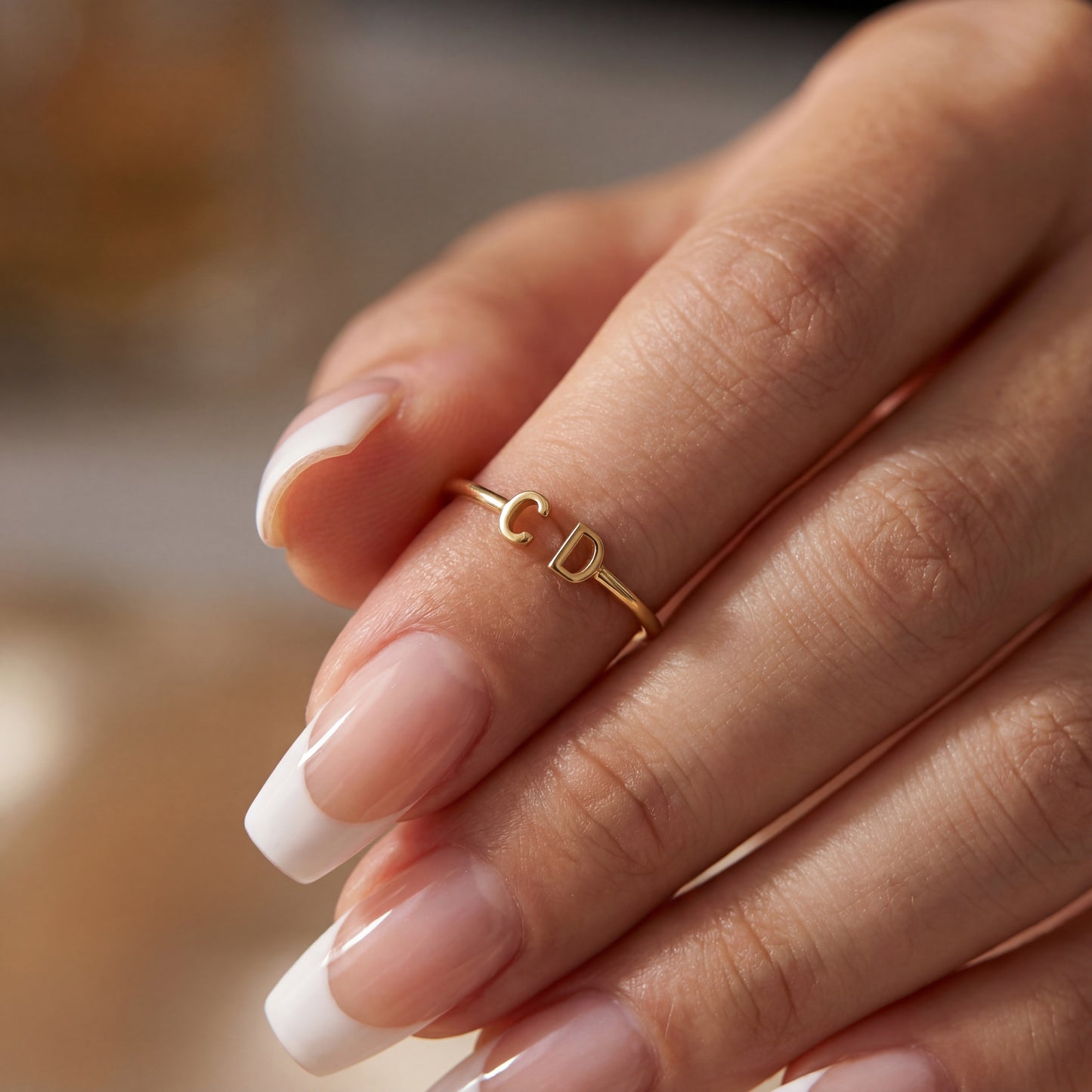 Justerbar Initial Ring "Double Monogram"