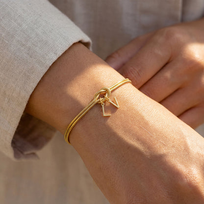 Dobbelt Initial Armbånd "Knot"