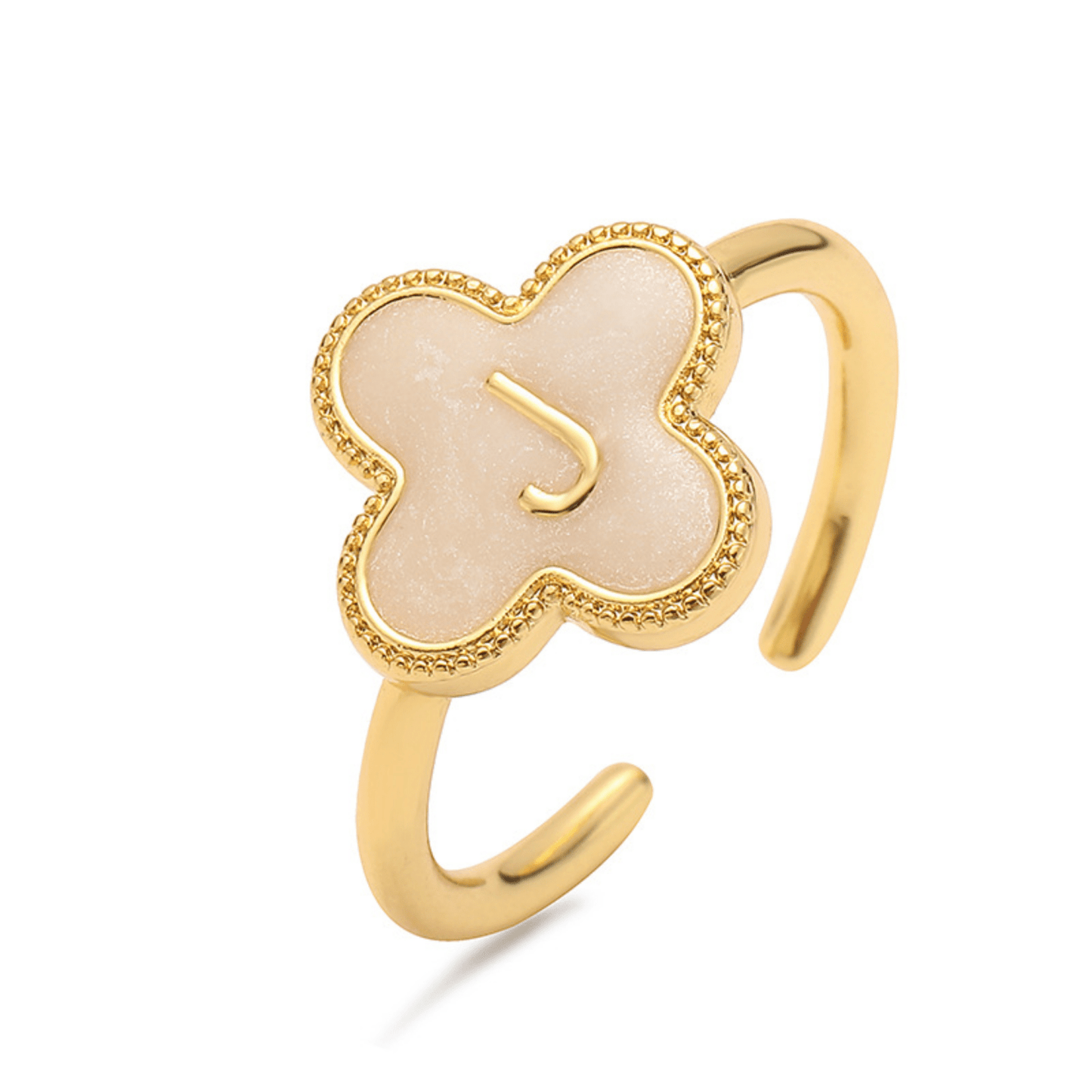 RICCARDI - BAGUE AJUSTABLE "Initial Charm Clover Ring" - Riccardi