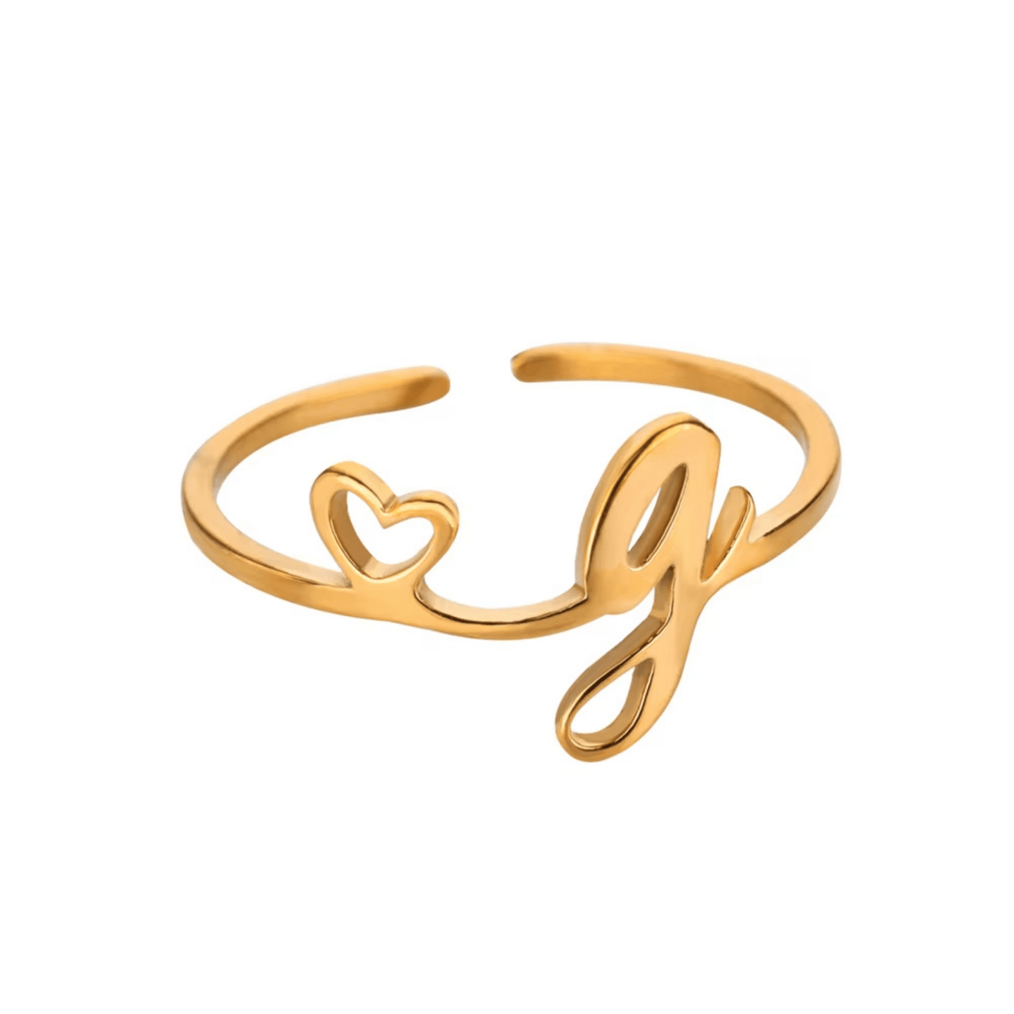 RICCARDI - BAGUE AJUSTABLE "Initial Heart Ring" - Riccardi
