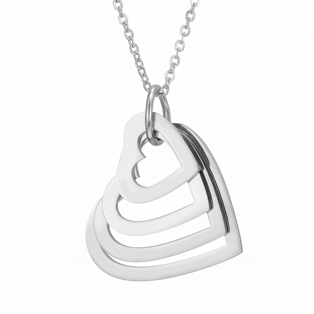 Navnehalskæde "Nested Hearts"