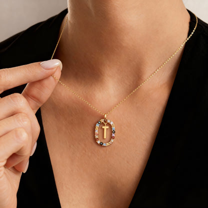 Initial Halskæde "Rainbow"