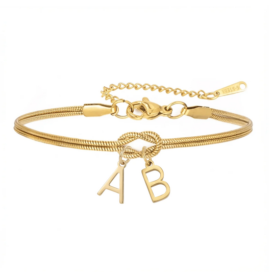 Dobbelt Initial Armbånd "Knot"