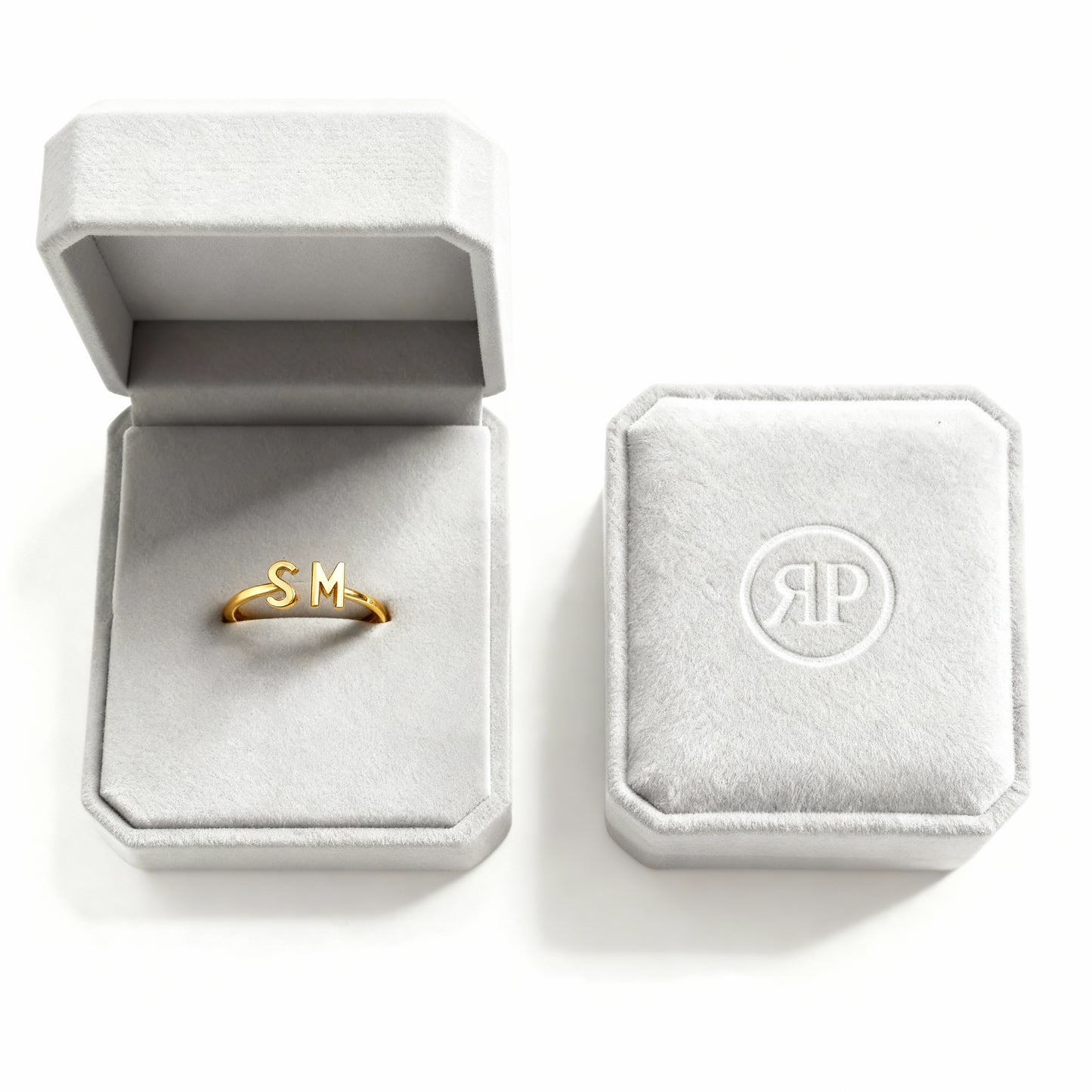 Justerbar Initial Ring "Double Monogram"