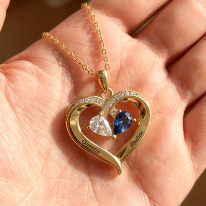 Navnehalskæde "Sammenflettede hjerter"